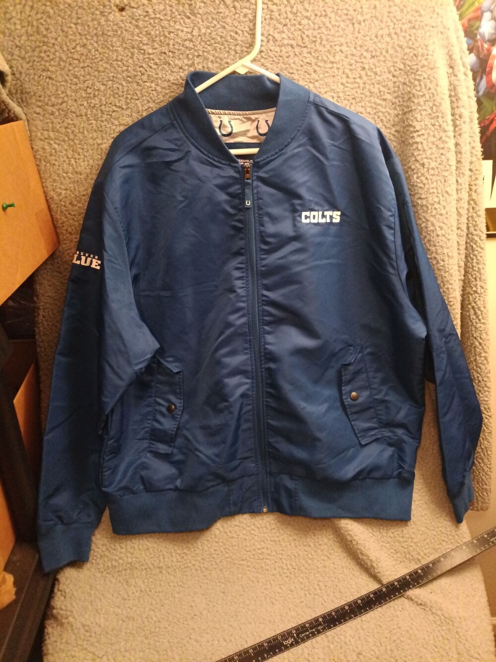Colts Navy Blue Jacket with Horseshoe Logo and Front Snap Pockets 3509